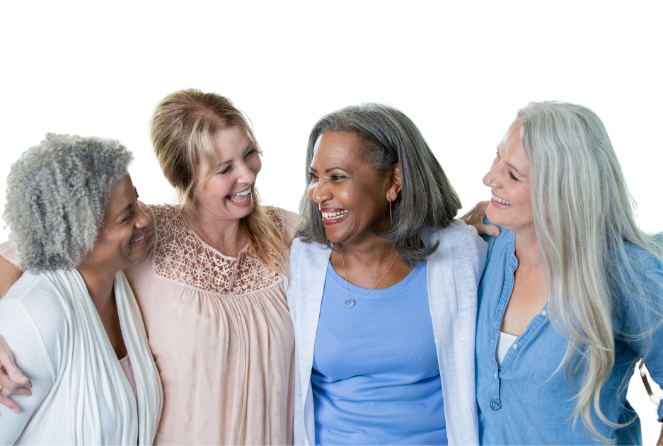 Diverse group of senior women.